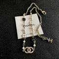 Chanel CC Faux Pearl & Clover Charm Necklace