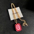 Chanel Pink and Red Oval Pendant Necklace