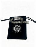 Chrome Hearts Sterling Silver Mesh Bracelet with Cross Clasp