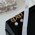 Dior Gold CD Pearl Drop Earrings