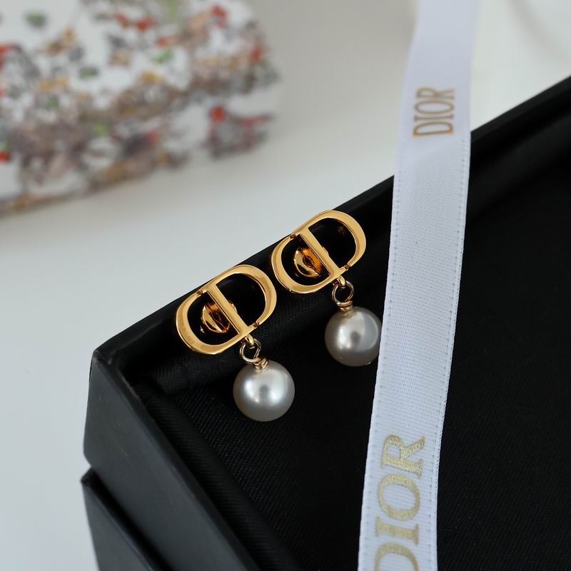 Dior Gold CD Pearl Drop Earrings