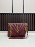 YSL Envelope Medium Chain Bag – Burgundy Matelassé Leather
